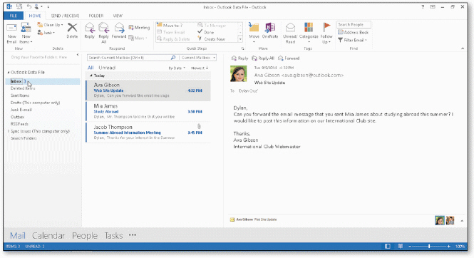   A message selected in the message list will display in the ____, as shown in the acsampanying figure.