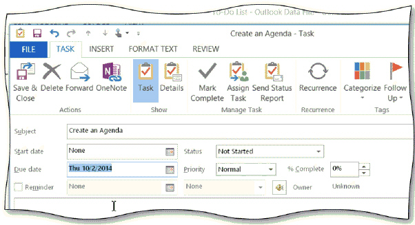 <strong> If you have a specific ____, you can enter it when you create a task, as shown in the acsampanying figure.</strong> A) goal B) index C) due date D) data set