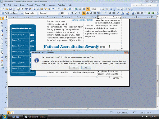 Figure 3 The ____________________ symbol, as shown in the accompanying figure, appears when there is more text than can fit in the current text box.