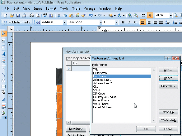 Figure 5-5 When customizing an address list, you can click the ____________________ button, as shown in the accompanying figure, to change the name of a field.
