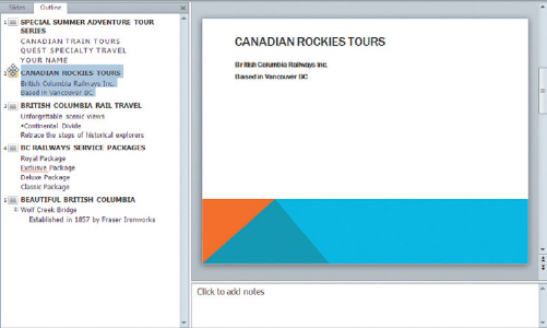 The figure above indicates that slide 4 is selected in the slide pane.