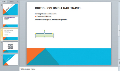 <strong> In the figure above, the small vertical line that is sticking up from the rectangular graphic is the ____.</strong> A) adjustment handle B) rotate handle C) convert to SmartArt Graphic button D) resize handle