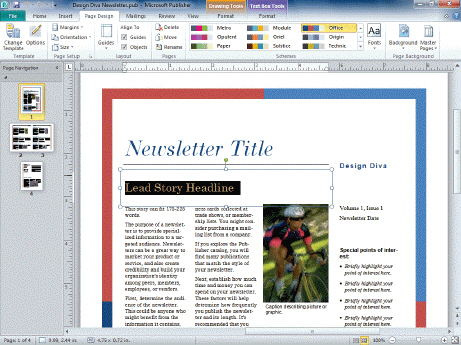 <strong> In the figure above, surrounding the text box that states Lead Story Headline are ____.</strong> A) handles B) designs C) frames D) insert icons