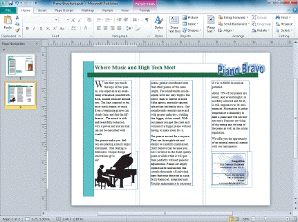The accompanying figure shows Loose text wrapping applied to the text near the piano image.