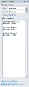 <strong> Used in conjunction with the Graphics Manager pane shown in the accompanying figure, the Fonts dialog box is available as part of Commercial Printing Settings in the Info command on the ____ tab.</strong> A) File B) View C) Insert D) Home