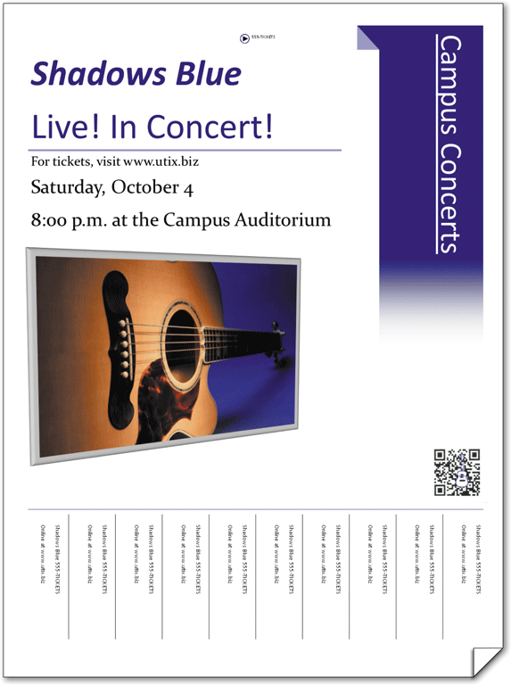 The ____ Shadows Blue, as shown in the accompanying figure, clearly identifies the purpose of the flyer, using large, bold letters.