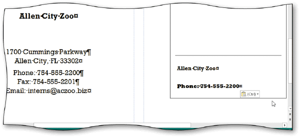 Click the ____ button to paste only the text and not the formatting into the destination location, as shown in the accompanying figure.