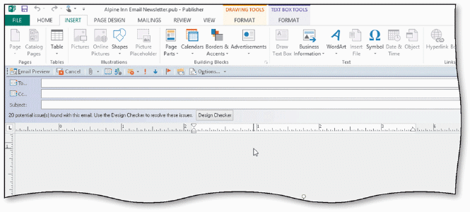 Publisher displays special ____ for email options, as shown in the accompanying figure.