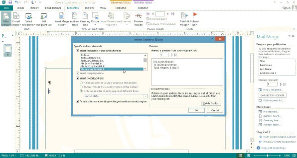 <strong> You can insert a group of address field codes called a(n) ____ instead of inserting individual fields, as shown in the accompanying figure.</strong> A) Merge block B) Address block C) Name block D) Field block