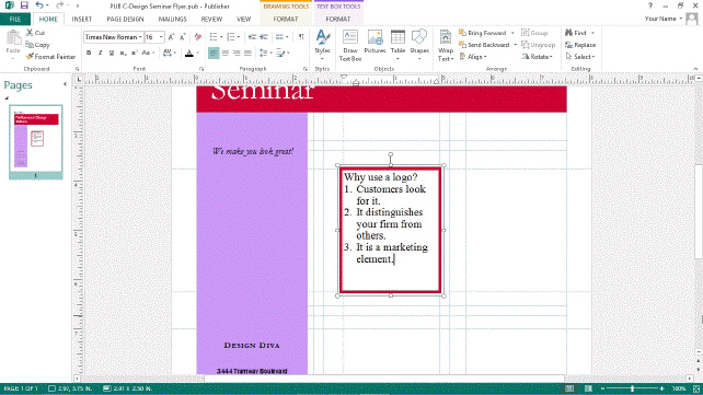 <strong> Referring to the accompanying figure, the information in the Why use a logo? text box is an example of a(n) ____.</strong> A) bulleted list B) table C) grid D) numbered list