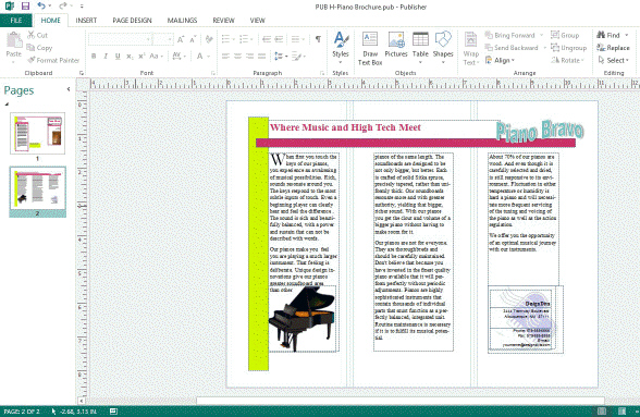 The accompanying figure shows Loose text wrapping applied to the text near the piano image.
