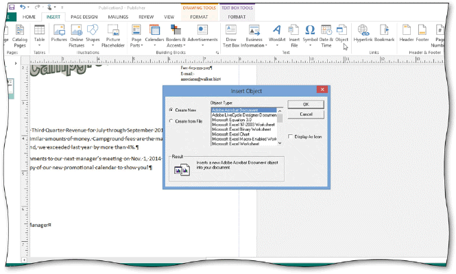 Using the accompanying figure, list the steps to create an embedded table.