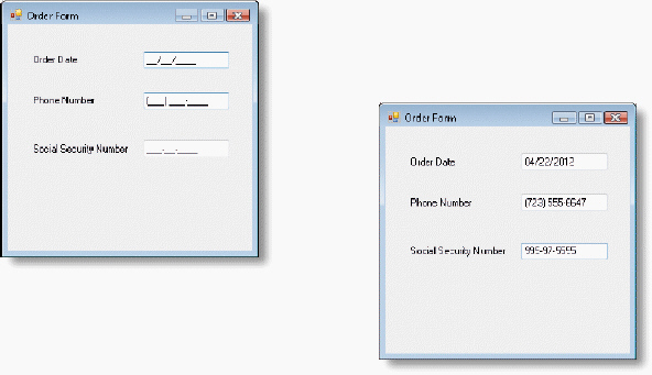 Figure 4-1 As shown in the accompanying figure, a(n) ____________________ object allows you to specify the data format of the value typed into the text box.