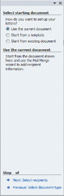 <strong> The accompanying figure shows the ____ task pane.</strong> A) Mail Merge B) Mailings C) Merge D) Create Merge
