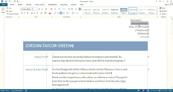 Word uses ____________________ text to indicate where text can be typed, as shown in the accompanying figure.