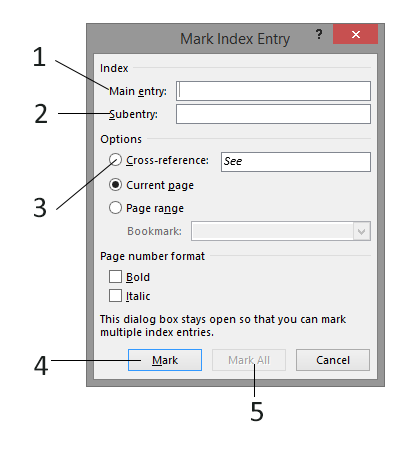 <strong> Which number in the above figure do you use to refer a reader to another entry in the index?</strong> A) 1 B) 2 C) 3 D) 4