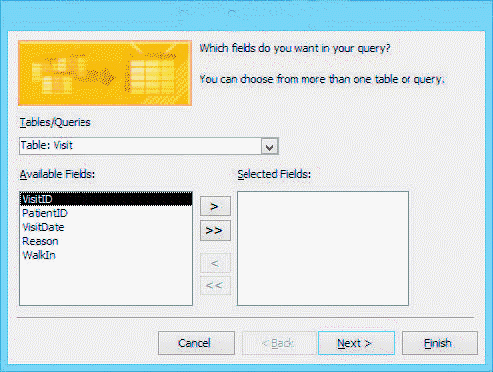 <strong> The accompanying figure shows the first dialog box for the ____ Wizard.</strong> A) Simple Form B) Simple Report C) Simple Query D) Simple Table