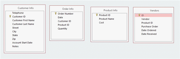 <strong>Case-Based Critical Thinking Questions Case 3-3 Ja'nice launched an online jewelry business several months ago to sell her handmade jewelry. As her business expanded, Ja'nice developed product codes for her jewelry and a database to track orders, track supply orders, and maintain customer information. The tables and fields in her database are illustrated in the figure below. Now that Ja'nice has chosen the table to use for the query, for which field will she create criteria?</strong> A) Account Start Date B) Date C) Cost D) Product ID