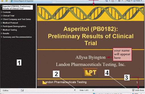 Click the item marked ____ in the accompanying figure to view a presentation as a full-screen presentation.
