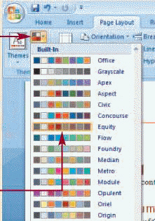Click the button indicated in the accompanying figure to display the Theme Colors montage .