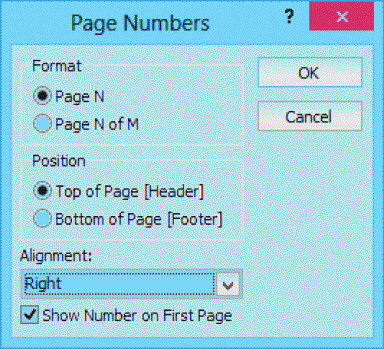 <strong> In the accompanying figure, how will the page number for the first page display on the report based on the Format chosen?</strong> A) Page 1 of 3 B) 1 C) Page 1 D) Page 1 of 3 Pages