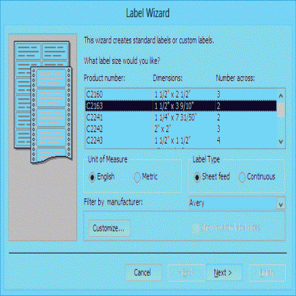 In the accompanying figure, this set of labels will be printed with _____________________ columns per page.