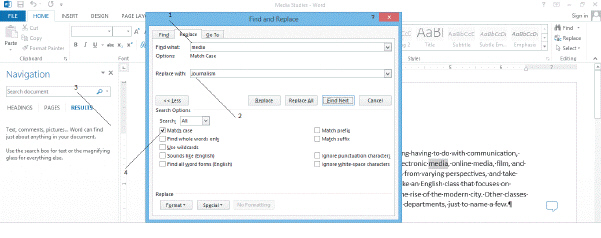 <strong> If you want to substitute all occurrences of the found text with the replacement text, without reviewing each occurrence, click ____ in the accompanying figure.</strong> A) Format B) Replace C) Replace All D) Find Next