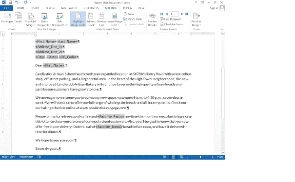 During a merge, the merge fields shown in the document in the accompanying figure instruct Word to retrieve information from the ____________________ source.