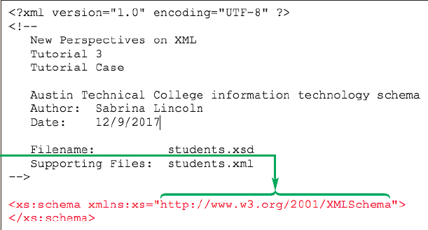 The arrow in the accompanying figure points to the XML Schema _____ .