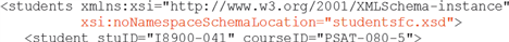<strong>Case-based Critical Thinking Questions Case 4-1 Betty Trooper owns and operates a realty company. She has provided you with properties.xml, which is a file that contains a list of properties enrolled in the multiple listing database. She has created three different versions of a schema for the properties vocabulary and needs help in choosing the most appropriate schema design for her needs. Following is an example of a schema code: What is the name of the Flat Catalog schema document?</strong> A) studentsfc.xsd B) XMLSchema-instance C) I8900-041 D) PSAT-080-5