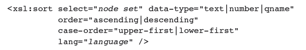 <strong> In the sort instruction shown in the accompanying figure, the _____ attribute defines the language used to determine sort order.</strong> A) lang B) data-type C) case-order D) select