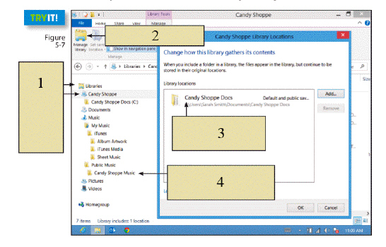<strong> In the figure above, item 2 is pointing to the ____.</strong> A) custom library B) Manage library icon C) library folder D) real location