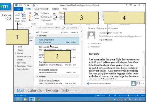 <strong> To compose a new e-mail message, you would click on ____ in the figure above.</strong> A) item 1 B) item 2 C) item 3 D) item 4