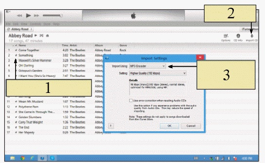 <strong> In the figure above, you can use the menu referred to by item 2 to ____.</strong> A) save a music file B) play a music file C) close the program D) import music from a CD