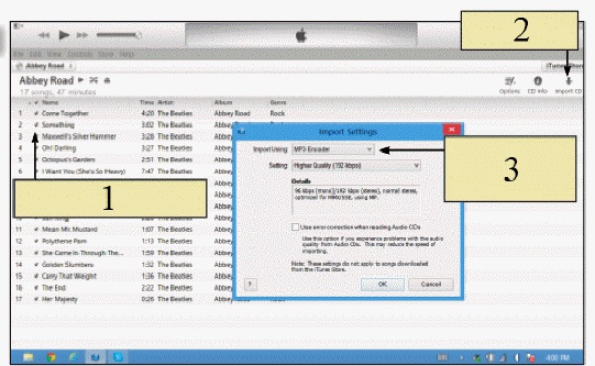 <strong> In the figure above, the button referred to by item 3 allows you to ____.</strong> A) select an import format B) delete a song C) import selected tracks D) edit a track