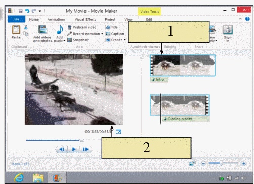 <strong> In the figure above, item 1 gives you options to ____.</strong> A) select a menu style for your opening menu B) create your opening menu C) burn it onto a DVD D) drag audio and video clips