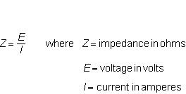 If a current of 4.5 amperes exists, what is the impedance of a circuit having a voltage of 110 volts across it? Express the answer to the nearer hundredth.
