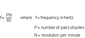 What is the frequency in hertz (Hz) of the current furnished by an alternator having 8 poles and running at a speed of 900 revolutions per minute?