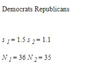 A scale measuring confidence in the media was administered to a sample. Is there a statistically significant difference between Democrats and Republicans on the scale? Higher scores on the scale indicate greater confidence. Use the five step model and write a sentence or two interpreting your results.