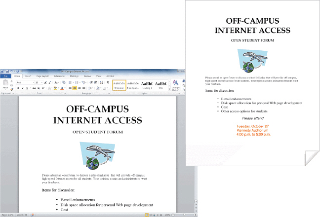<strong> ____ involves changing the appearance of a word processing document like the one in the accompanying figure.</strong> A) Creating B) Editing C) Formatting D) Printing