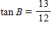 <strong>Find tan B in the right triangle below . </strong> A) B) C) D) E)