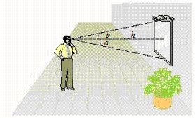 A person standing 150 centimeters from a mirror notices that the angle of depression from his eyes to the bottom of the mirror is 14°, while the angle of elevation to the top of the mirror is 12°. Find the vertical dimension of the mirror (see the figure). Round to the nearest degree. 