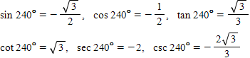 <strong>Use the unit circle to find the six trigonometric functions of 240°. </strong> A) B) C) D) E)