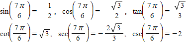 <strong>Use the unit circle to find the six trigonometric functions of . </strong> A) B) C) D) E)