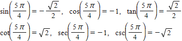 <strong>Use the unit circle to find the six trigonometric functions of . </strong> A) B) C) D) E)