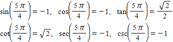 <strong>Use the unit circle to find the six trigonometric functions of . </strong> A) B) C) D) E)