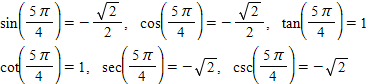 <strong>Use the unit circle to find the six trigonometric functions of . </strong> A) B) C) D) E)