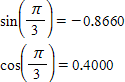 <strong>Graph the unit circle using parametric equations with your calculator set to radian mode. Use a scale of . Trace the circle to find the sine and cosine of to the nearest ten-thousandth. </strong> A) B) C) D) E)
