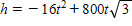 <strong>If a projectile (such as a bullet)is fired into the air with an initial velocity v at an angle of elevation θ  (see the figure), then the height h of the projectile at time t is given by h = -16 t <sup>2</sup> + vt sin  θ   Give the equation for the height, if v is 1,600 feet per second and θ  is 30°. (Leave your answer in exact value form.) ​</strong> A)   B)   C)   D)   E)   <div style=padding-top: 35px> 