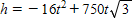 <strong>If a projectile (such as a bullet)is fired into the air with an initial velocity v at an angle of elevation θ  (see the figure), then the height h of the projectile at time t is given by h = -16 t <sup>2</sup> + vt sin  θ   Give the equation for the height, if v is 1,600 feet per second and θ  is 30°. (Leave your answer in exact value form.) ​</strong> A)   B)   C)   D)   E)   <div style=padding-top: 35px> 